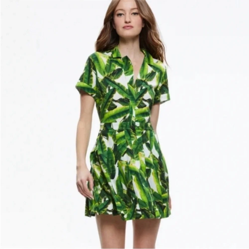 Alice + Olivia | Dresses | Alice Olivia Green Leaf Mini Dress Size Medium |  Poshmark